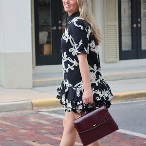 Beautiful Sofie the Label Black and Cream White Floral Dress Sz Large